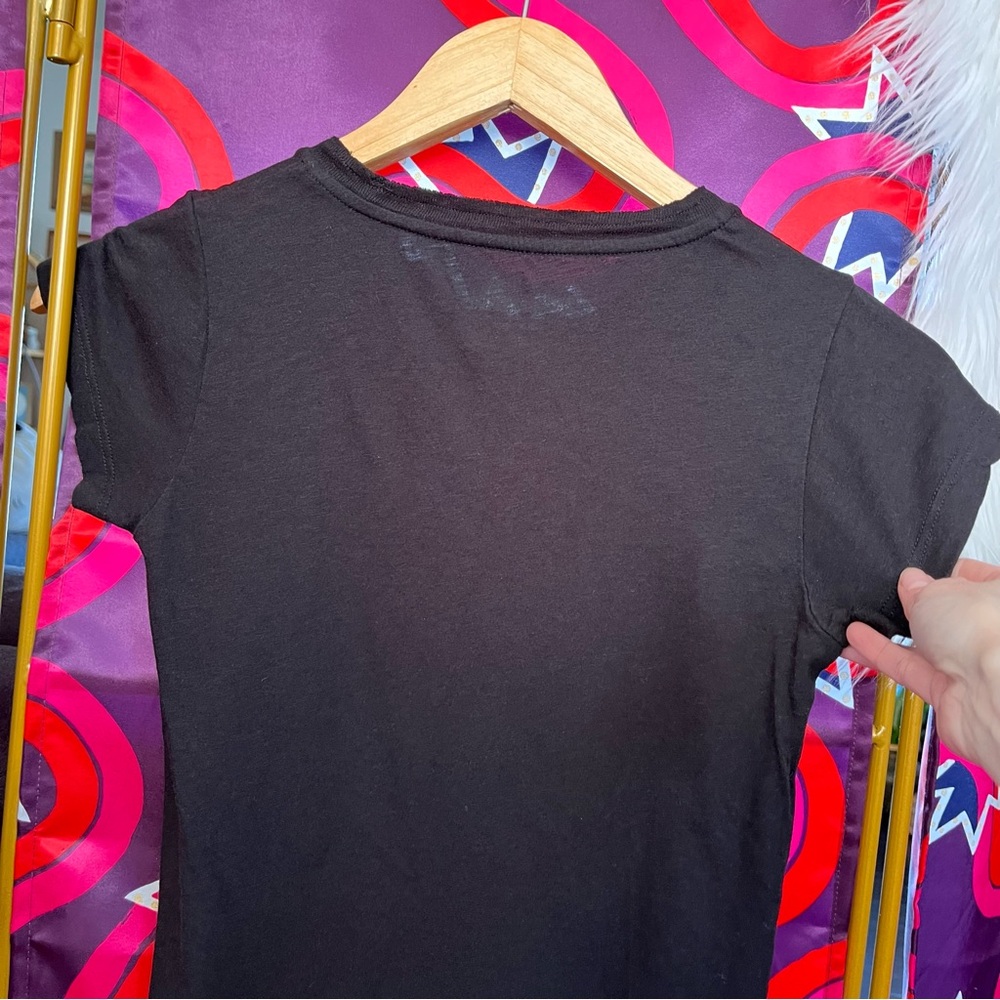 Zadig and Voltaire Skinny Logo Metallic TShirt Gold Black Short Sleeve SHTS1810F - Picture 13 of 13